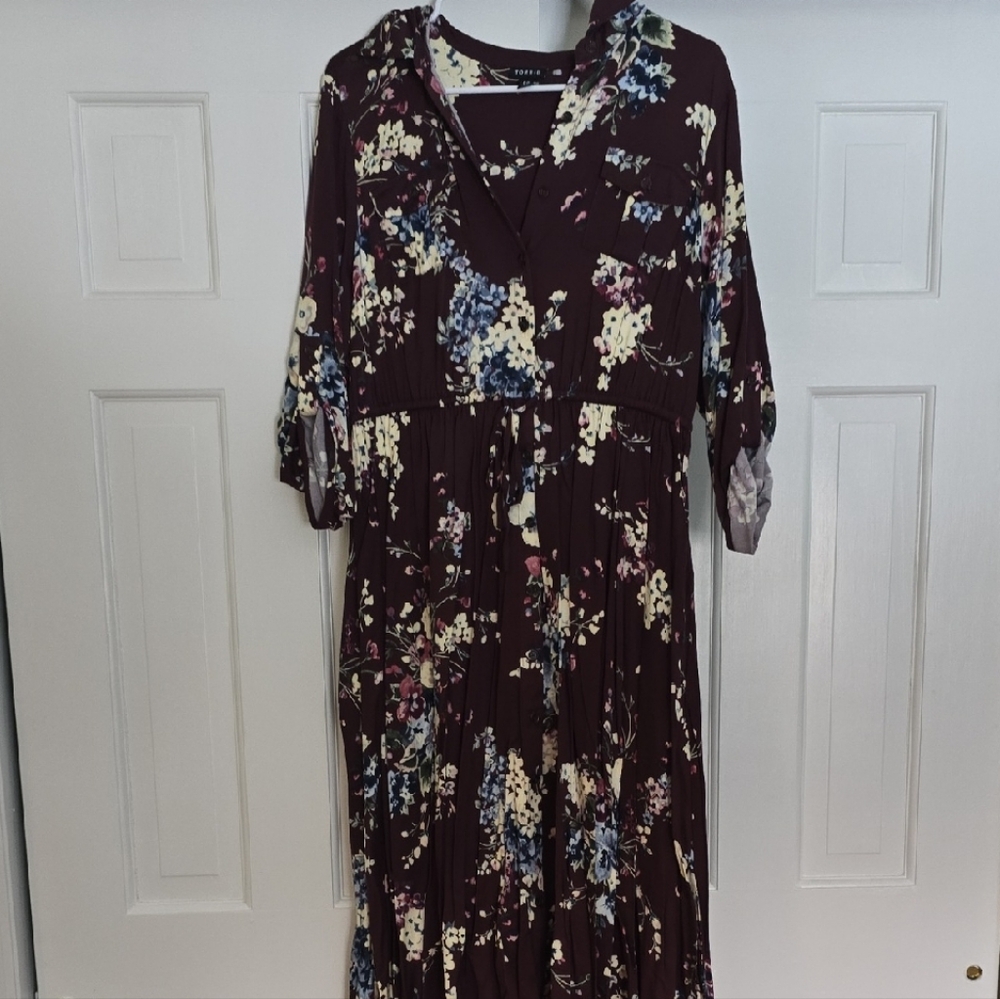 Torrid Burgundy Floral Midi Dress